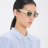 Acetat-Sonnenbrille in Elfenbein-Marmor
