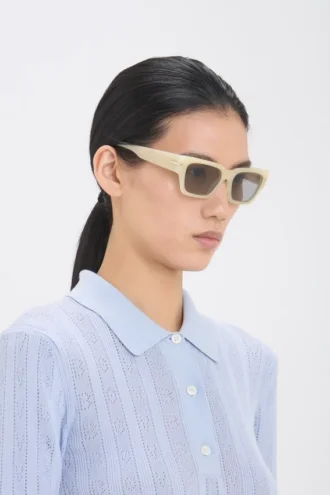Acetat-Sonnenbrille in Elfenbein-Marmor