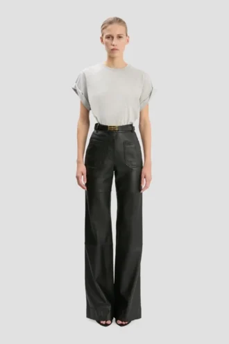 Alina-Hose aus Leder in Schwarz