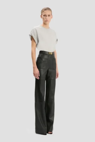 Alina-Hose aus Leder in Schwarz