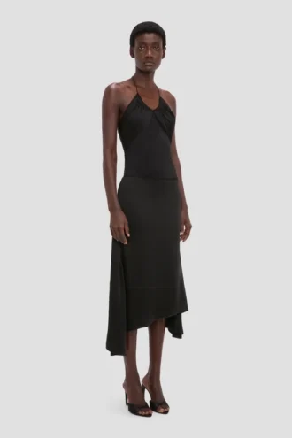 Asymmetrischer Midirock in Schwarz