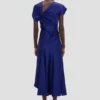 Asymmetrisches Twist-Kleid in leuchtendem Indigo Asymmetrisches Twist-Kleid in leuchtendem Indigo