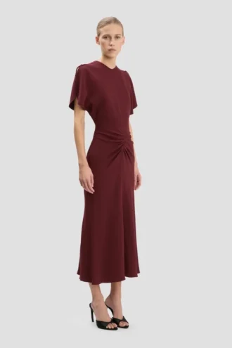 Bela Midi-Kleid in Burgunderrot