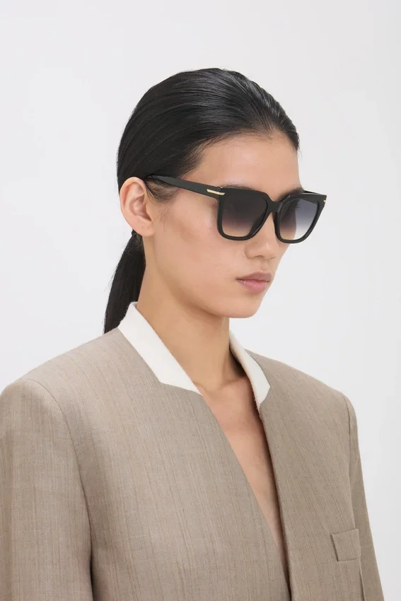 Übergroße Acetat-Sonnenbrille in Schwarz Übergroße Acetat-Sonnenbrille in Schwarz