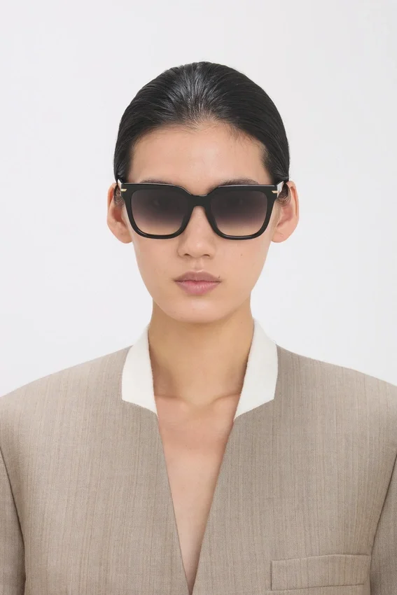 Übergroße Acetat-Sonnenbrille in Schwarz Übergroße Acetat-Sonnenbrille in Schwarz