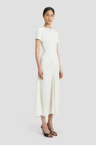 Blaire Midi-Kleid in Elfenbein