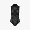 Bodysuit mit hohem Ausschnitt in Schwarz