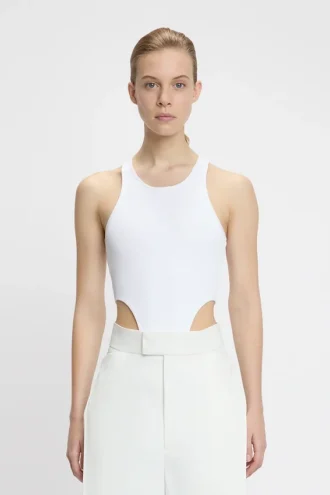 Bodysuit mit hohem Beinausschnitt in Weiß