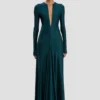 Cut-Out-Kleid in Dunkelblaugrün