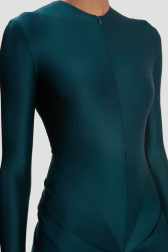 Cut-Out-Kleid in Dunkelblaugrün