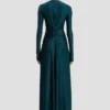 Cut-Out-Kleid in Dunkelblaugrün