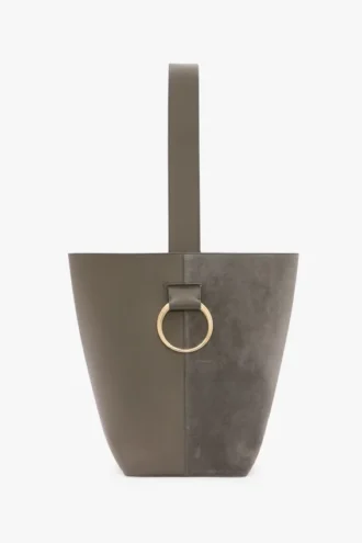 Dia-Tasche aus kieselgrauem Leder