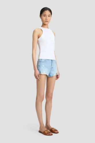 Distressed-Shorts in hellblauer Waschung