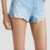 Distressed-Shorts in hellblauer Waschung