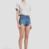 Distressed-Shorts in mittelblauer Waschung