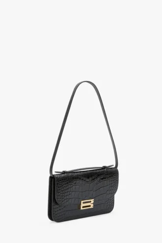 Dorian Pochette aus geprägtem schwarzem Leder