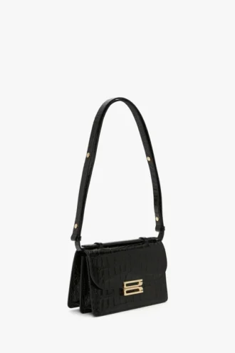 Dorian-Tasche Small aus geprägtem schwarzem Leder