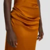 Drapiertes, bodenlanges Cami-Kleid in Bronze