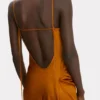 Drapiertes, bodenlanges Cami-Kleid in Bronze