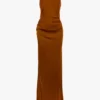 Drapiertes, bodenlanges Cami-Kleid in Bronze