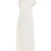 Drapiertes Midikleid in Elfenbein
