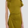 Drapiertes Midikleid in Moosgrün
