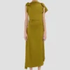 Drapiertes Midikleid in Moosgrün