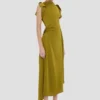 Drapiertes Midikleid in Moosgrün