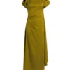 Drapiertes Midikleid in Moosgrün
