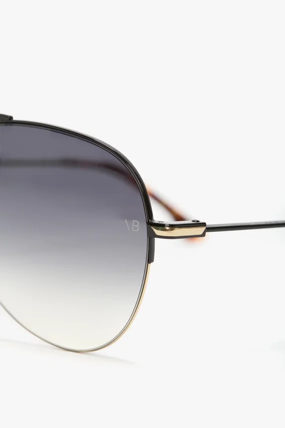 Feine Metall-Pilotenbrille in Gold-Schwarz Feine Metall-Pilotenbrille in Gold-Schwarz
