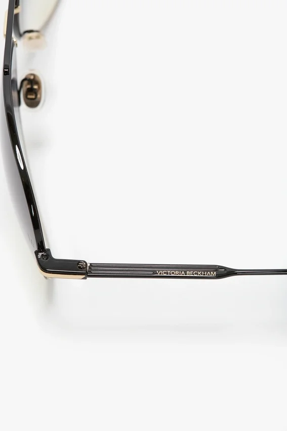 Feine Metall-Pilotenbrille in Gold-Schwarz Feine Metall-Pilotenbrille in Gold-Schwarz