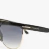 Geformte Sonnenbrille aus Metall und Acetat mit flachem Oberteil Geformte Sonnenbrille aus Metall und Acetat mit flachem Oberteil