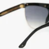 Geformte Sonnenbrille aus Metall und Acetat mit flachem Oberteil Geformte Sonnenbrille aus Metall und Acetat mit flachem Oberteil