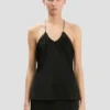 Gerafftes Cami-Top in Schwarz