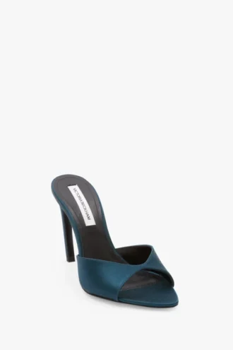 Harlow Mule 100 aus blaugrünem Satin