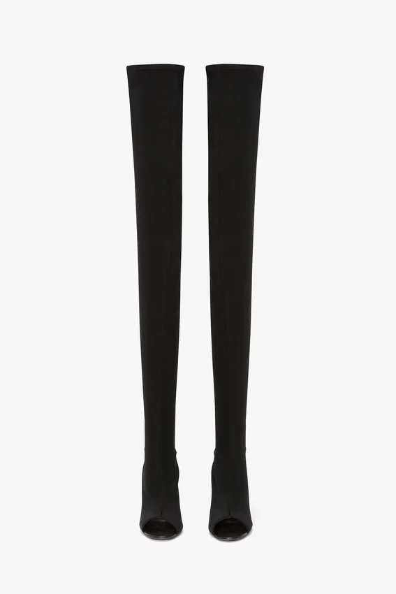 Harlow Peep-Toe-Stiefel aus Stretch-Jersey 100 in Schwarz Harlow Peep-Toe-Stiefel aus Stretch-Jersey 100 in Schwarz