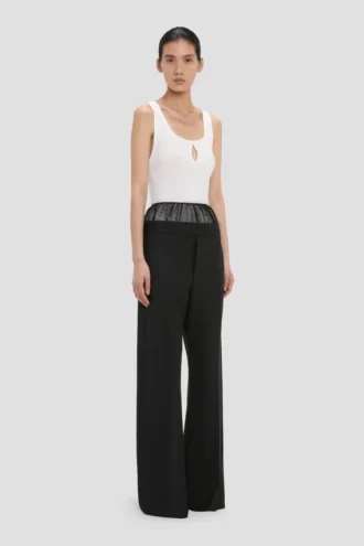 Hose mit transparenten Einsätzen in Schwarz