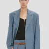 Jacke mit fallendem Revers in Wolkenblau
