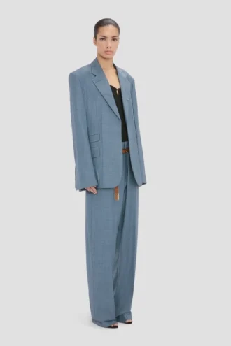 Jacke mit fallendem Revers in Wolkenblau