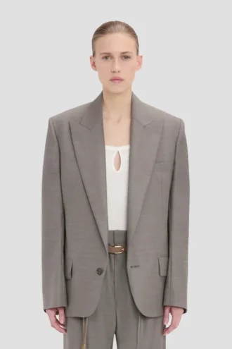 Jacke mit skulpturalen Ärmeln in Nickel