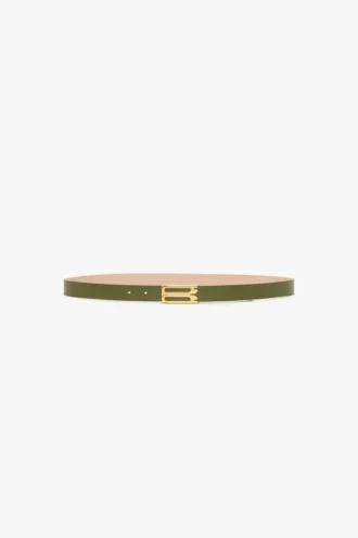 Klassischer Dorian-Gürtel aus glattem Leder in Khaki
