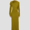 Kleid mit geschlossenem Ausschnitt in Moosgrün Kleid mit geschlossenem Ausschnitt in Moosgrün