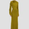 Kleid mit geschlossenem Ausschnitt in Moosgrün Kleid mit geschlossenem Ausschnitt in Moosgrün