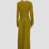 Kleid mit geschlossenem Ausschnitt in Moosgrün Kleid mit geschlossenem Ausschnitt in Moosgrün