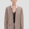 Kragenlose Jacke in Limestone