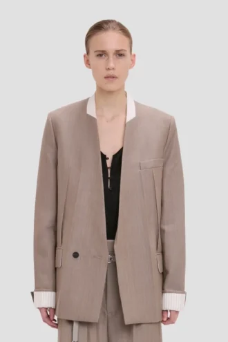 Kragenlose Jacke in Limestone