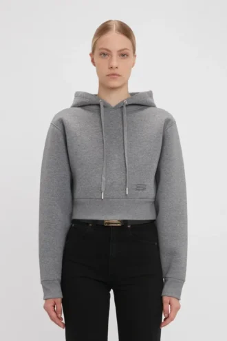Kroppter, strukturierter Hoodie in Grau meliert