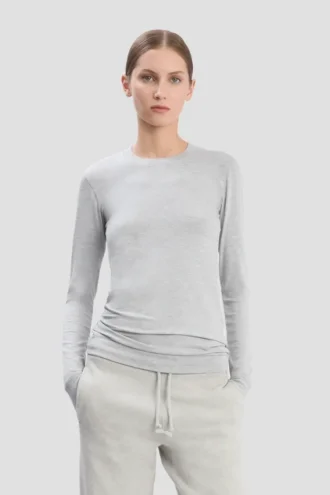 Langarm-T-Shirt in Grau meliert