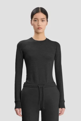 Langarm-T-Shirt in Schwarz
