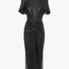 Leder-Midi-Kleid „Bela“ in Schwarz
